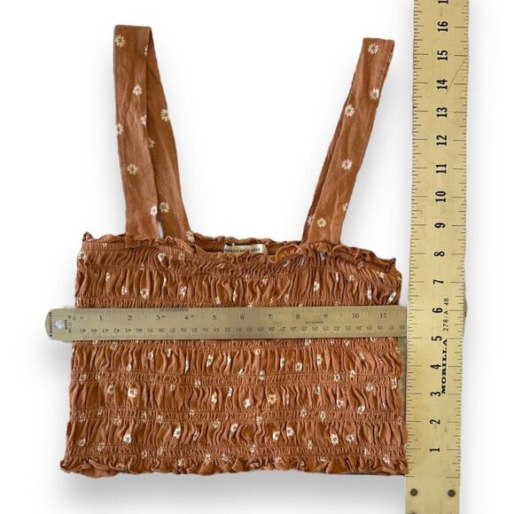 American Eagle‎ Stretch Ruched Crop Tube Top with Straps Rust Color Wm Sz XS - Picture 6 of 8
